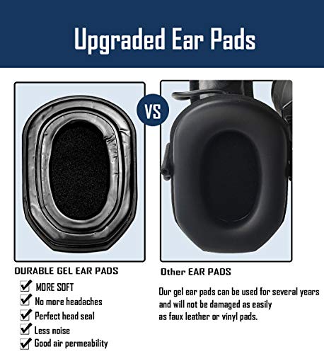 PROHEAR GEP03 Upgraded Gel Ear Pads for Walker's Razor Earmuffs, Comfortable and Soft Replacement Gel Ear Cups with Sealed Bottom Shell