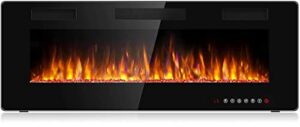 bossin 50 inch ultra-thin silence linear electric fireplace, recessed wall mounted fireplace, fit for 2 x 4 and 2 x 6 stud, 12 adjustable flame color & speed,touch screen remote control with 8h timer