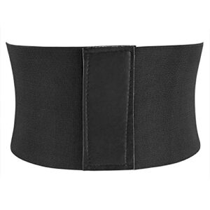 Glamorstar Corset Belt for Women Wide Elastic Tied Waspie Belts Lace-up Leather Waist Belts for Women Dresses 75cm Black