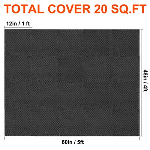 Walsai Exercise Mats Puzzle Foam Mats Gym Flooring Mat Cover 20 SQ.FT Interlocking Foam Mats with EVA Foam Floor Tiles for Home Gym Equipment Workouts