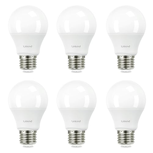 Linkind A19 LED Light Bulb, 60W Equivalent Light Bulbs, 9W 2700K Soft White, 800 Lumens Non-Dimmable LED Bulb, E26 Standard Base, Energy Efficient UL Listed, 6 Pack Led Lights for Bedroom Home Office