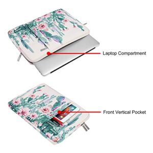 MOSISO Laptop Sleeve Case Compatible with MacBook Air/Pro, 13-13.3 inch Notebook, Compatible with MacBook Pro 14 inch 2023-2021 A2779 M2 A2442 M1, Cactus Polyester Vertical Bag with Pocket, White