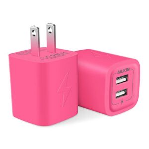 wall charger, ailkin usb plug fast charging block, power adapter cube 2 port charge travel brick cell quick chargers box for iphone 15/14/13/12 pro/se/11pro max/xr, samsung galaxy s22 s7 s6, htc, lg