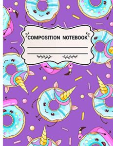 composition notebook: wide ruled paper notebook | blank lined workbook for teens kids students for home school college | cute unicorn pattern