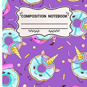 Composition Notebook: Wide Ruled Paper Notebook | Blank Lined Workbook for Teens Kids Students for Home School College | Cute Unicorn Pattern