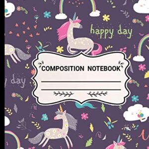 Composition Notebook: Wide Ruled Paper Notebook Journal | Blank Lined Workbook for girls unicorn composition notebook | Cute Unicorn Pattern