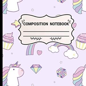 Composition Notebook: Wide Ruled Paper Notebook Journal | Blank Lined Workbook for Teens Kids Students for Home School College | unicorn composition notebook for girls
