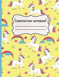 composition notebook: wide ruled paper notebook journal | blank lined workbook for kids students for home school college | cute unicorn pattern