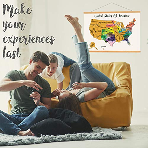 McScout 12X18 Inch USA Scratch Off Travel Map Decorative Art Wall Poster To Mark Your Travels On - Deluxe Watercolors - For Travelers - Impressive Artistic Colorful & Educational