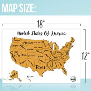 McScout 12X18 Inch USA Scratch Off Travel Map Decorative Art Wall Poster To Mark Your Travels On - Deluxe Watercolors - For Travelers - Impressive Artistic Colorful & Educational