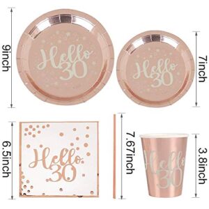 30th Birthday Decorations for Women, Dirty 30 Rose Gold Birthday Party Supplies for Women With Birthday Banner, Table Runner, Curtains, Cake Topper, Plates, Cups and More for 24 Guest -JSN PARTY