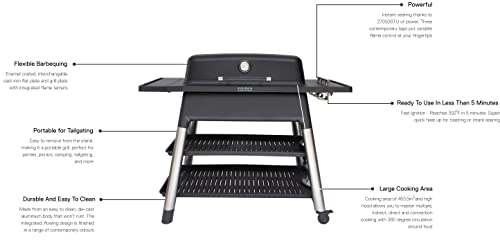 Everdure FURNACE 3-Burner Gas Grill, Liquid Propane Portable BBQ Grill with Die-Cast Aluminum Body and Fast-Ignition Technology, 466 Square Inches of Grilling Surface, Adjustable Height, Matte Black