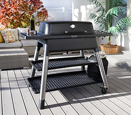 Everdure FURNACE 3-Burner Gas Grill, Liquid Propane Portable BBQ Grill with Die-Cast Aluminum Body and Fast-Ignition Technology, 466 Square Inches of Grilling Surface, Adjustable Height, Matte Black