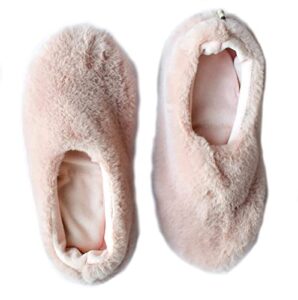 pantuss dusty pink  ballerina style cozy indoor house slippers for women with relaxing herbal insoles filled with lavender and flax seeds for a warming aromatherapeutic effect.