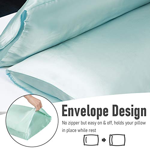 Tyfitb Satin Pillowcase for Hair and Skin, Mint Green Pillowcases Set of 2, Cooling Pillow Cases Queen Size(20×30 Inches), Soft Luxury Satin Pillowcase with Envelope Closure