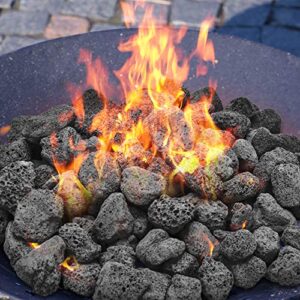 Skyflame10LB Natural Lava Rocks for Fire Pits, Fire Tables,Fireplaces, Garden Landscaping Decoration, Indoor and Outdoor Use, 3/4~1 Inch, Black