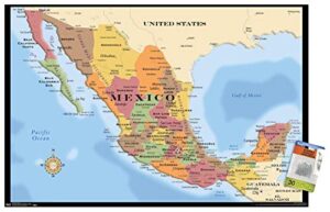 map - mexico wall poster with push pins