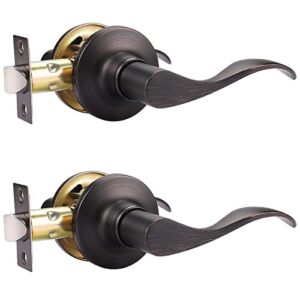 gobekor 2 pack oil rubbed bronze door handles interior passage door levers for hallway closet door handle with lock