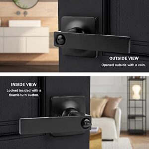 GOBEKOR 5 Pack Black Door Handle Interior Door Handles with Lock Privacy Door Handles for Bedroom Bathroom Square Door Handles Black Door Levers Keyless