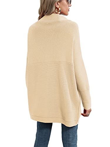 ANRABESS Women Oversized Turtleneck Sweaters 2023 Fall Trendy Long Sleeve Casual Loose Fit Baggy Chunky Rib Knit Slouchy Tunic Sweater Dress Warm Winter Clothes A277-kaqi-S Apricot