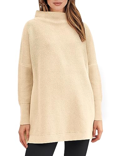 ANRABESS Women Oversized Turtleneck Sweaters 2023 Fall Trendy Long Sleeve Casual Loose Fit Baggy Chunky Rib Knit Slouchy Tunic Sweater Dress Warm Winter Clothes A277-kaqi-S Apricot
