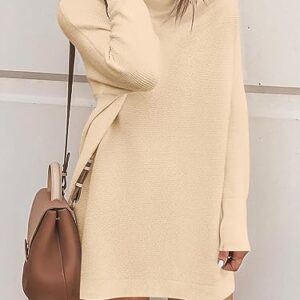 ANRABESS Women Oversized Turtleneck Sweaters 2023 Fall Trendy Long Sleeve Casual Loose Fit Baggy Chunky Rib Knit Slouchy Tunic Sweater Dress Warm Winter Clothes A277-kaqi-S Apricot