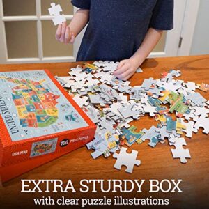 HomeWorthy (100 Pieces) Kids Jigsaw Puzzles - Durable Toddler Puzzles for Kids Ages 4-8 - (USA) United States of America Map with Thick Puzzle Pieces and Sturdy Box