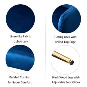 LSSPAID Velvet Accent Chair, Fabric Upholstered Accent Chairs for Living Room, Golden Metal Legs Armchairs, Navy Blue, Set of 1