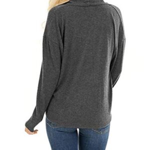 EVALESS Womens Casual V Neck Wrap Long Sleeve Knit Pullover Tops Sweater Shirts Gray M