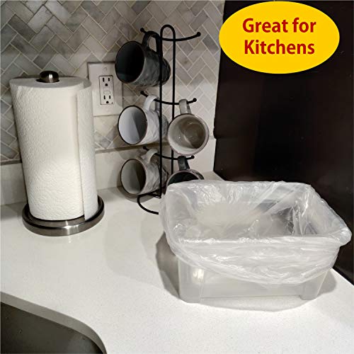 4 Gallon Clear Trash Bags - 100 Small Mini Garbage Bags | Mini Trash Bags For Mini Trash Can | Paper Waste Basket Liners For Bathroom Kitchen Car Office | Garbage Disposal Bags | Paper Recycling Bags