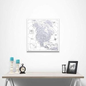 Push Pin North America Map Board - With Push Pins to Mark North America Travel - Handmade in Ohio, USA - Design: Light Gray Color Splash