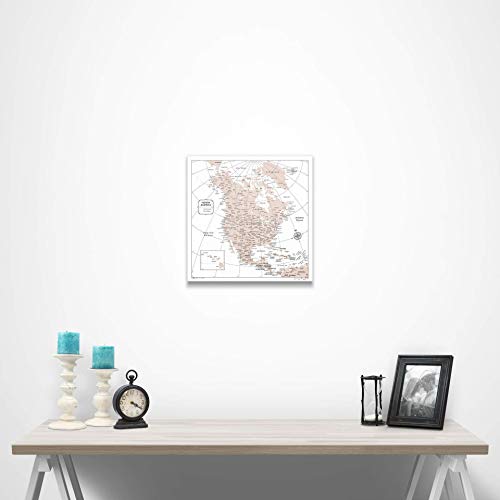 Push Pin North America Map Board - With Push Pins to Mark North America Travel - Handmade in Ohio, USA - Design: Light Brown Color Splash