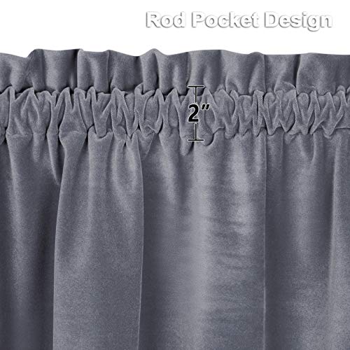 Haperlare Grey Kitchen Window Curtains, Heavy-Duty Privacy Enhancing Heat Blocking Velvet Bathroom Window Curtain Luxury Half Window Kitchen Cafe Curtains, 26" W x 24" L, Set of 2