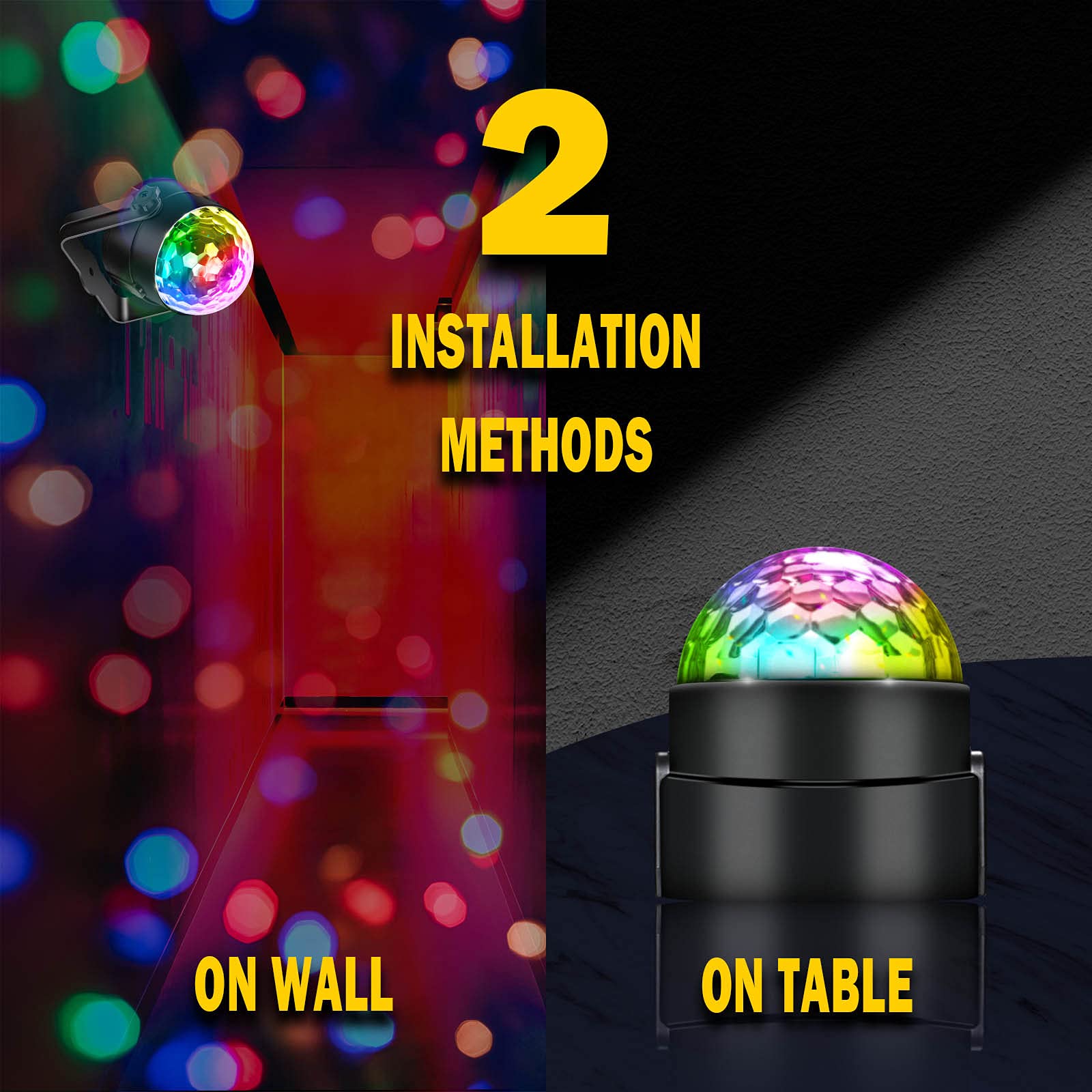 Apeocose [2-Pack] Disco Ball DJ Lights, Sound Activated RGB Party Light Rotating Stage Strobe Lamp with Wireless Remote for Halloween Decorations Christmas Room Decor Birthday Bachelorette Party Zumba