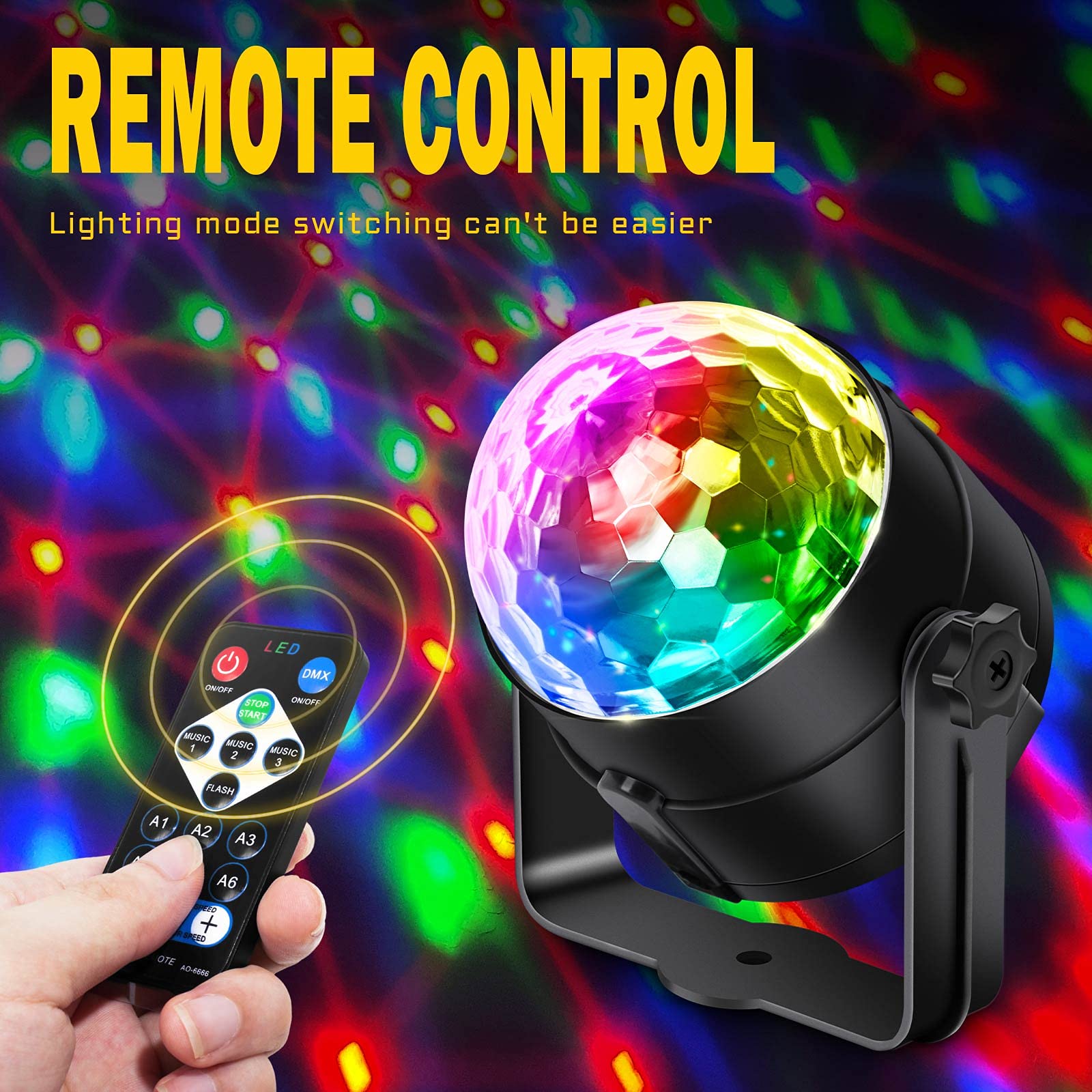 Apeocose [2-Pack] Disco Ball DJ Lights, Sound Activated RGB Party Light Rotating Stage Strobe Lamp with Wireless Remote for Halloween Decorations Christmas Room Decor Birthday Bachelorette Party Zumba