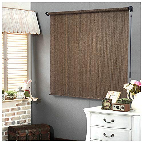 XKH Room Window Decor 8'W x 8'L Outdoor Roller Shade Blind Roll up For Deck Porch Balcony Patio Light Filter [P/N: ET-KLB-HT8*8-MOCHA]