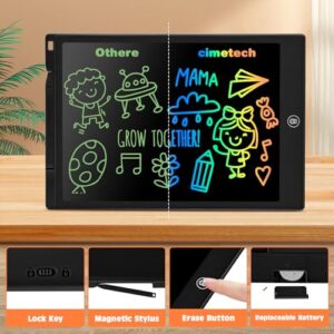 LCD Writing Tablet for Kids,12 Inch Colorful Doodle Board for Toddlers,Toddler Toys for 3 4 5 6 7 8 Year Old Girls or Boys,Reusable Electronic Drawing Pad,Birthday Gift for Children (Black)