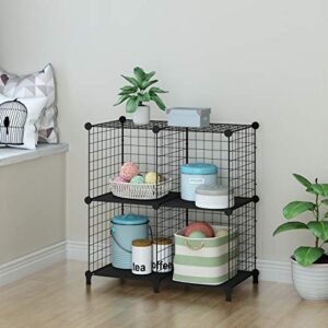 HOMIDEC Wire Cube Storage, Storage Shelves 4 Cube Bookshelf Bookcase Closet Organizer and Storage, Wire Storage Shelves Multi-Use DIY Storage Cube Shelf for Books, Toys, Clothes, Tools