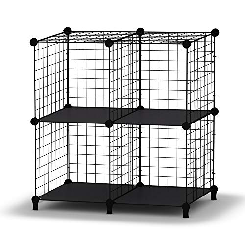 HOMIDEC Wire Cube Storage, Storage Shelves 4 Cube Bookshelf Bookcase Closet Organizer and Storage, Wire Storage Shelves Multi-Use DIY Storage Cube Shelf for Books, Toys, Clothes, Tools