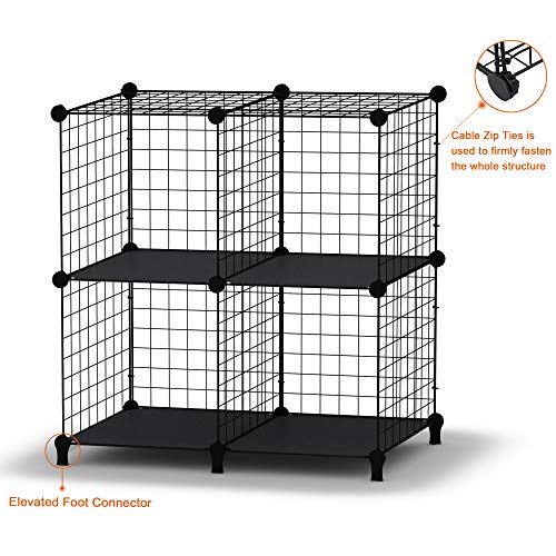 HOMIDEC Wire Cube Storage, Storage Shelves 4 Cube Bookshelf Bookcase Closet Organizer and Storage, Wire Storage Shelves Multi-Use DIY Storage Cube Shelf for Books, Toys, Clothes, Tools