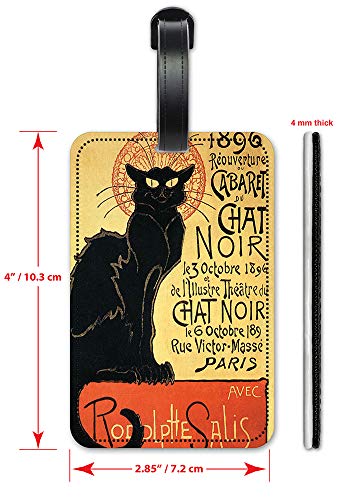 Chat Noir (Black Cat) - Luggage ID Tags - Suitcase Identification Cards - Set of 2