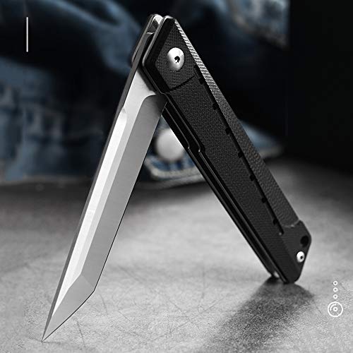 edcfans Pocket Folding Knife with G10 Handle, Ball Bearing Pivot D2 Steel Tanto Pocket Knife with Locking Liner and Pocket Clip for Everyday Carry, Camping Hunting gifts for Men, Dad