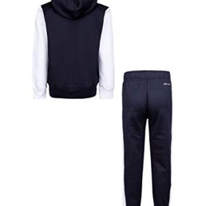 Nike Boy`s Dry Fit Therma Zip Hoodie & Sweatpants 2 Piece Set (White(86G933-W1X)/Black, 6 Little Kids)