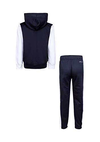 Nike Boy`s Dry Fit Therma Zip Hoodie & Sweatpants 2 Piece Set (White(86G933-W1X)/Black, 6 Little Kids)