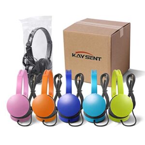 kaysent school headphones for classroom students - (khpc-12mixed) 12 packs multi-colors kids' headphones for school, library, computers, children and adult(no microphone)