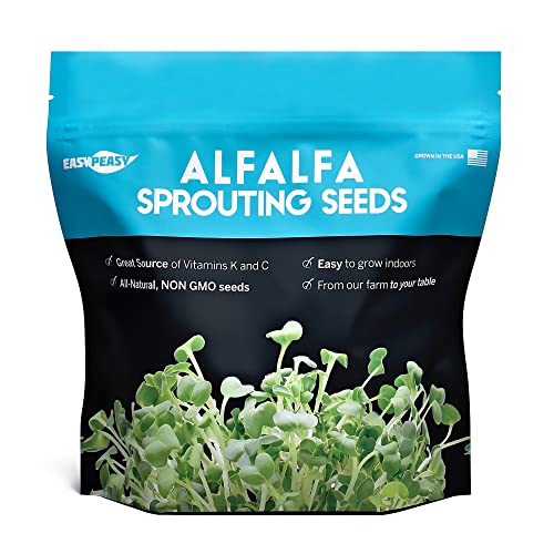 Alfalfa Sprouting Seed | Non GMO | Grown in USA | from Our Farm to Your Door (1 Pound (16oz))