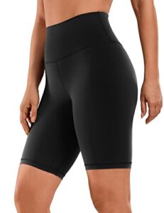 crz yoga women's naked feeling biker shorts - 8 inches high waisted yoga workout gym running spandex shorts black small