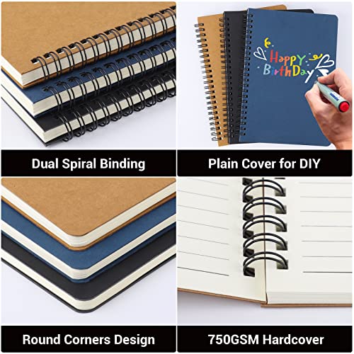 EUSOAR Students Ruled Spiral Notebook, A5 6 packs 5.5"X8.3" 120 Pages Lined Travel Writing Notebooks Journal, Memo Notepad Sketchbook, Students College Office Business Diary Book Journal-3 Colors