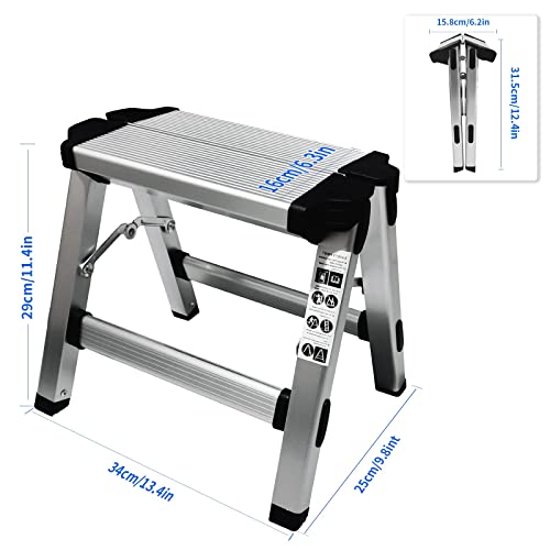 Folding Step Stool Small Foldable Step Stool One Step Ladder with 330 lb Large Loading Capacity for Kitchen, Bathroom, Closet, Garage, Garden