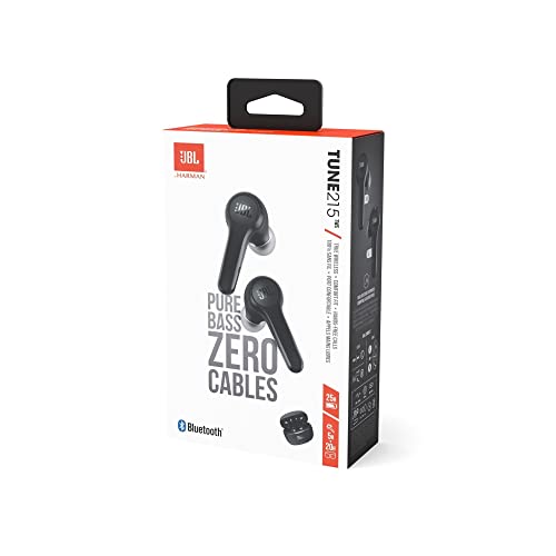 JBL Tune 215TWS True Wireless Earbud Headphones - Pure Bass Sound, Bluetooth, 25H Battery, Dual Connect (Black)